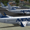 Three Avensa B737s in Merida, Venezuela the world's most sloped runway airport