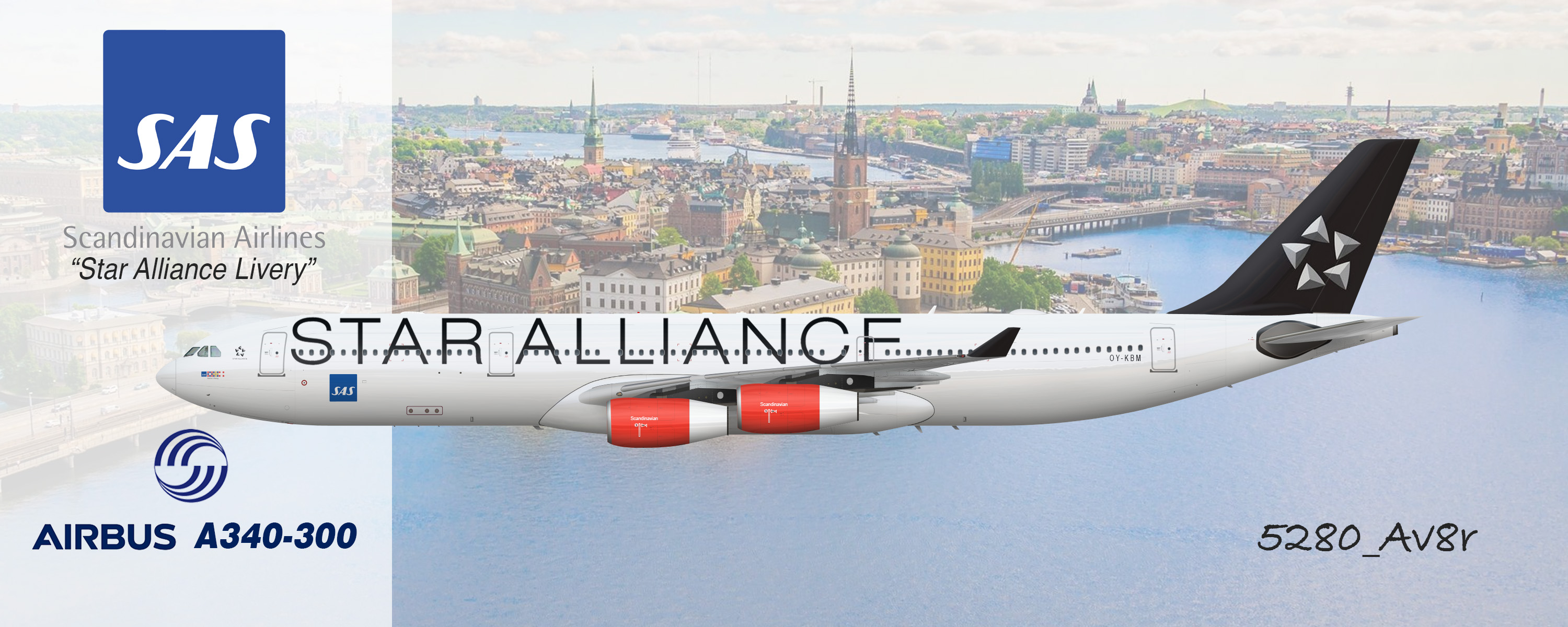 SAS | Airbus A340-300 | Star Alliance Livery - 5280_Av8r's Liveries -  Gallery - Airline Empires