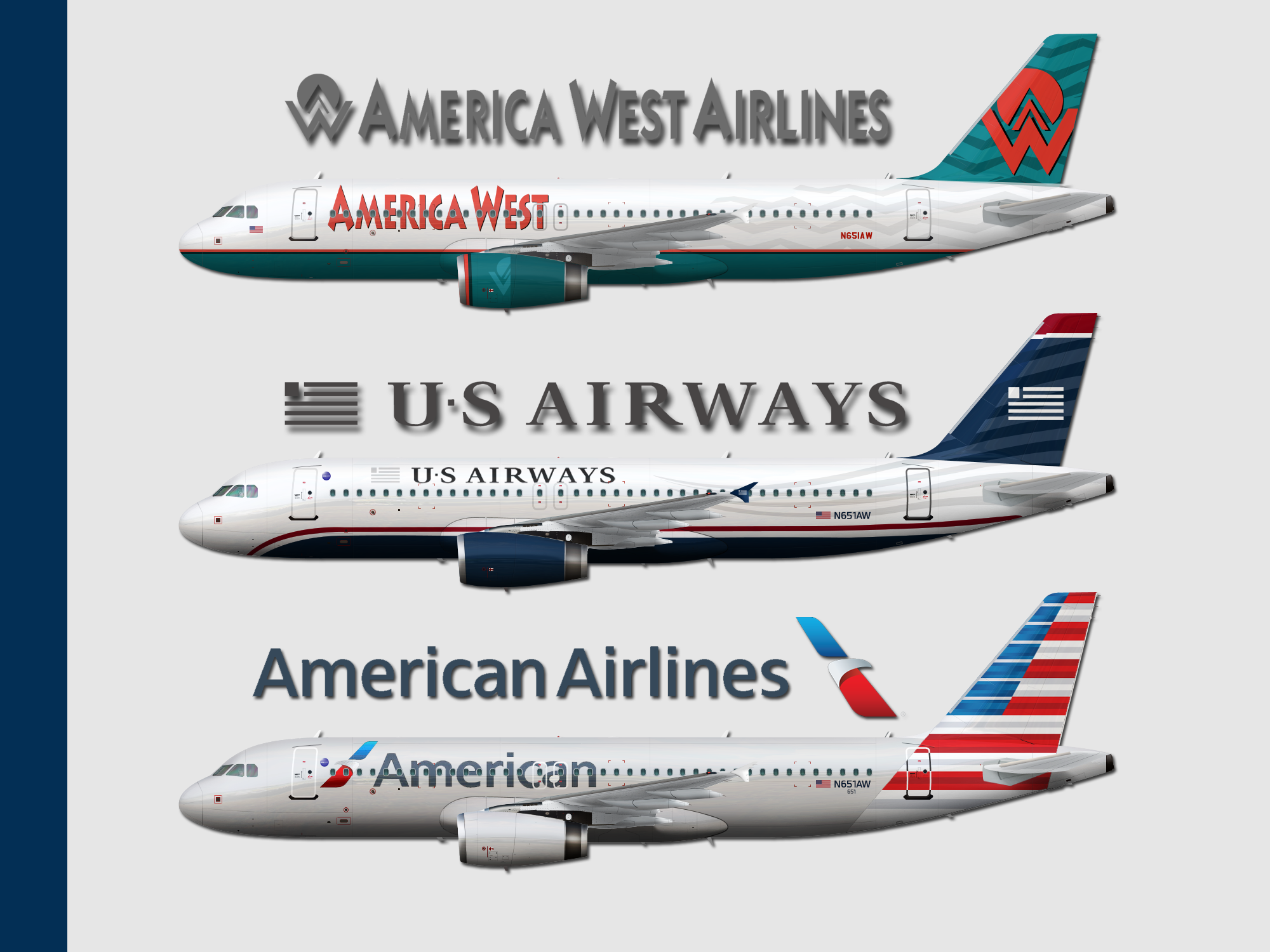 N651AW: A History | America West Airlines | US Airways | American Airlines  | Airbus A320-232 - Real World Liveries - Gallery - Airline Empires