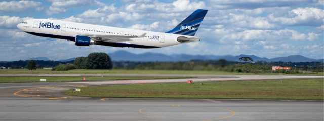 Jetblue A330-200 taking off from airport